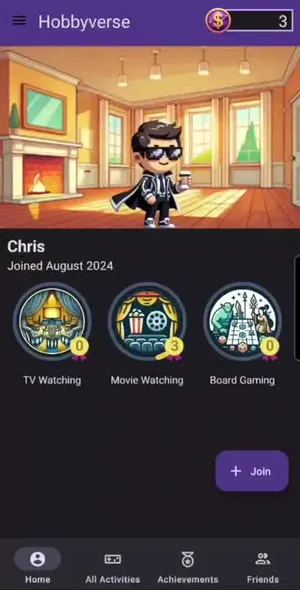 An image placeholder for a demo video that demonstrates adding a new show to the Hobbyverse app and then marking episodes as watched.  The video then shows earning experience, leveling up, and achievements.