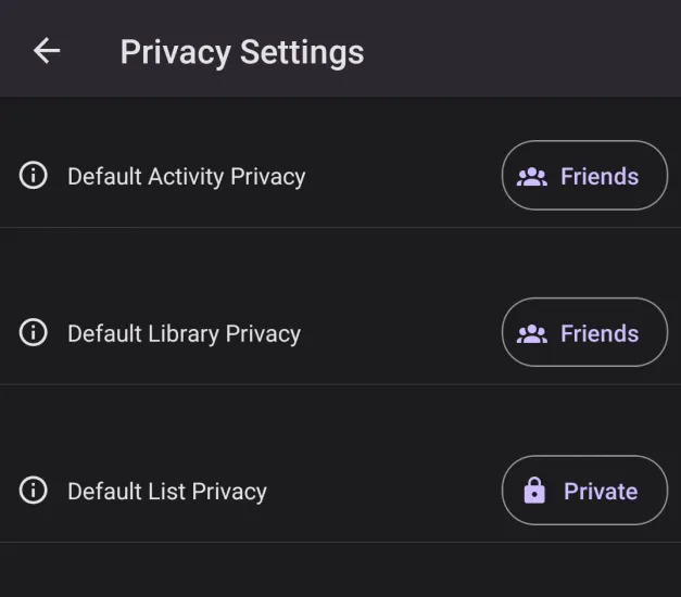 A screenshot of new privacy settings in the settings menu.