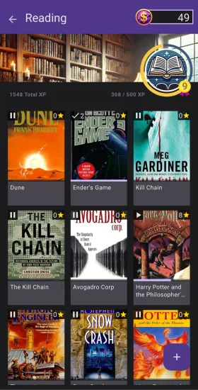 A screenshot of a digital library of books in Hobbyverse